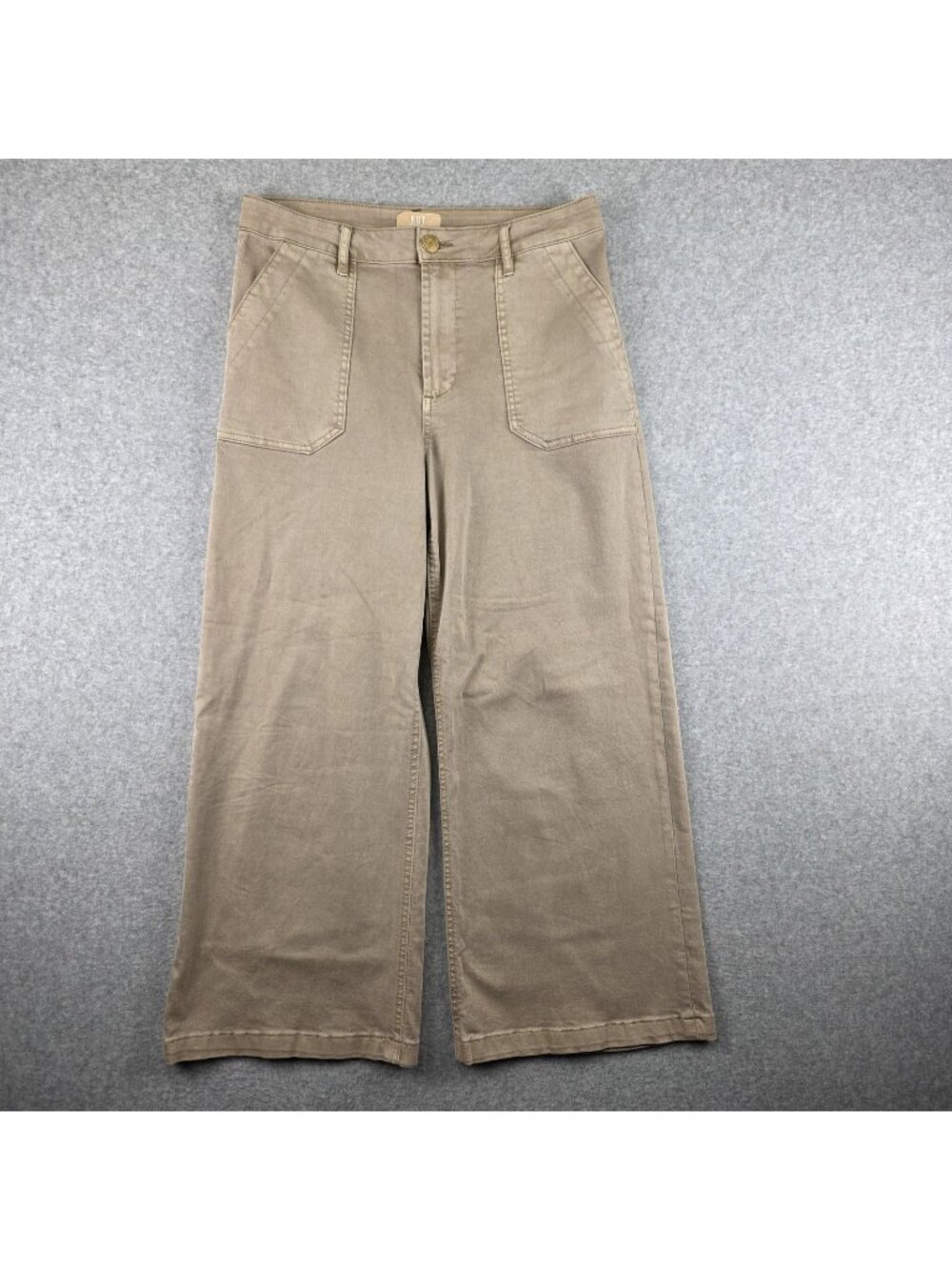 KUT From The Kloth Meg Pants Womens 10 Beige Wide Leg High Rise Stretch Chino